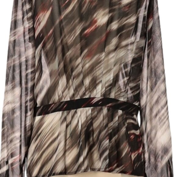 Hinge Blouse Womens Size M Pleated Peplum Neutral Black Brown Fairygrunge - Picture 4 of 5